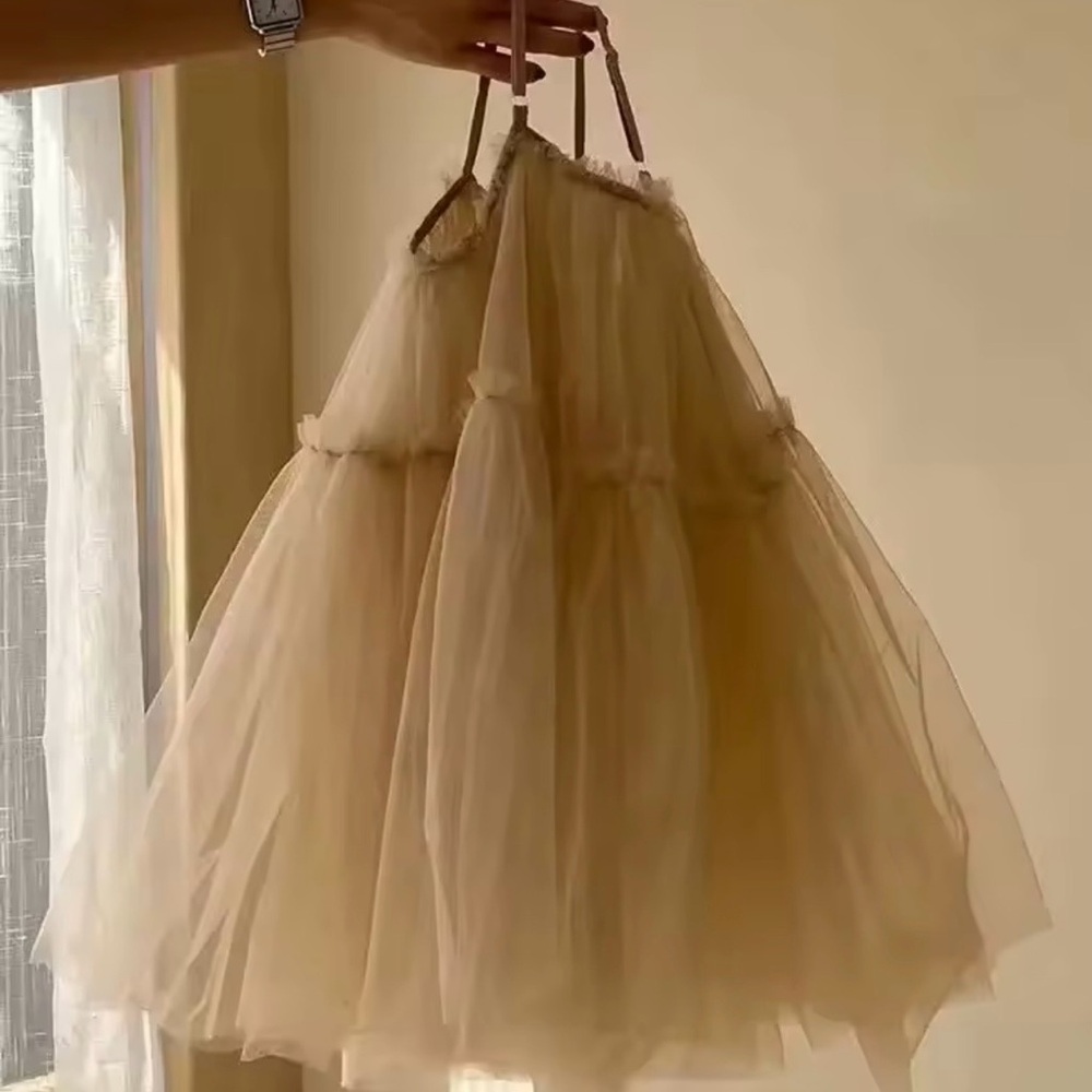 Girls toddler dress 4T- Gently used in color Champagne